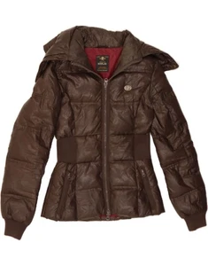 REPLAY Womens Hooded Padded Jacket UK 6 XS Brown Polyester AM10 - Picture 1 of 4
