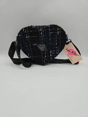 Bolso Bandolera BETSY JOHNSON Luv Bolso de Hombro a Cuadros en Forma de Corazón Nuevo con Etiquetas Tweed Look Foto 1 de 4