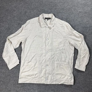 Rag & Bone Jacket Mens 46 Beige Linen Evan Chore Work Coat Lightweight - Picture 1 of 10