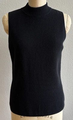 St John Boutiques 100% Cashmere Black Ribbed Knit Tank Top Shell Sz P EUC Small - Image 1 of 4