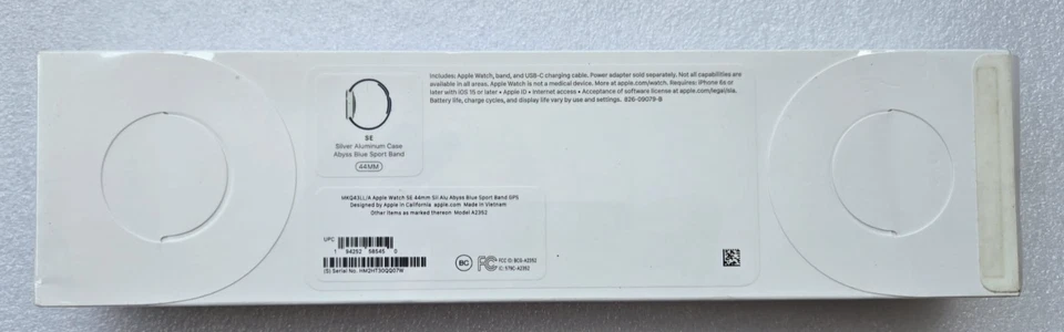 Apple Watch SE, 44mm Silver Aluminum Case Blue Sports Band - (MKQ43LL/A) - Image 1 of 3
