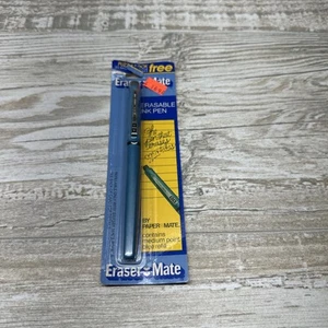 Vintage NOS 1980 Eraser Mate PEN Erasable Ink PAPER MATE NIP by Gillette Blue - Picture 1 of 8