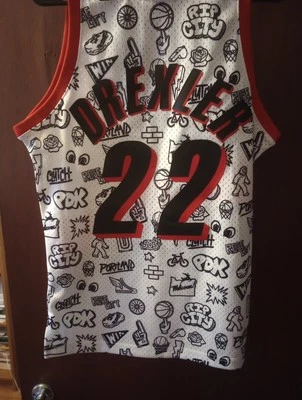 Clyde Drexler #22 Trail Blazers Mens Mitchell & Ness Swingman Doodle Jersey $155 - Image 1 of 4