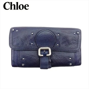 Chloe Long Wallet With Zipper For Women, Men, Studs, Navy, Silver, Used - Picture 1 of 11