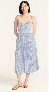 J. Vestido Plisado Crew Cintura Calada Rayas Banker Azul/Blanco Para Mujer 6 - Imagen 1 de 12