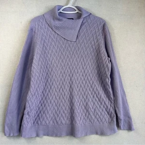 Lands’ End Cable Knit Fisherman Cowl Neck Cotton Sweater Women’s Size XL (18) - Picture 1 of 8