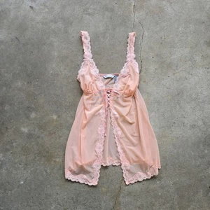 Vtg Y2K Hillard Hanson Mesh Lace Dainty Lace Babydoll Top S Fairy Whimsigoth - Picture 1 of 3