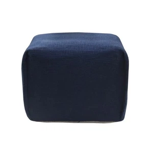 18" Blue Cotton Patchwork Pouf Ottoman - Picture 1 of 10