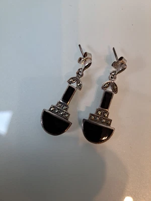 Bella,vecchio Orecchini,Orecchini/Orecchini Pendenti,925 Argento con Onice E - Immagine 1 di 4