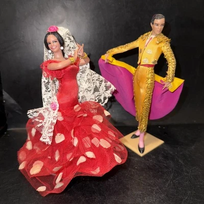 Vintage Pair of Marin Chiclana Espana Spanish Flamenco Dancer Dolls 7.5” Tall - Image 1 of 4