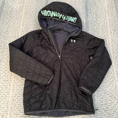 Under Armour Anorak Reactor Pullover Puffer Chaqueta Juvenil Chaqueta Mediana Negra Foto 1 de 4