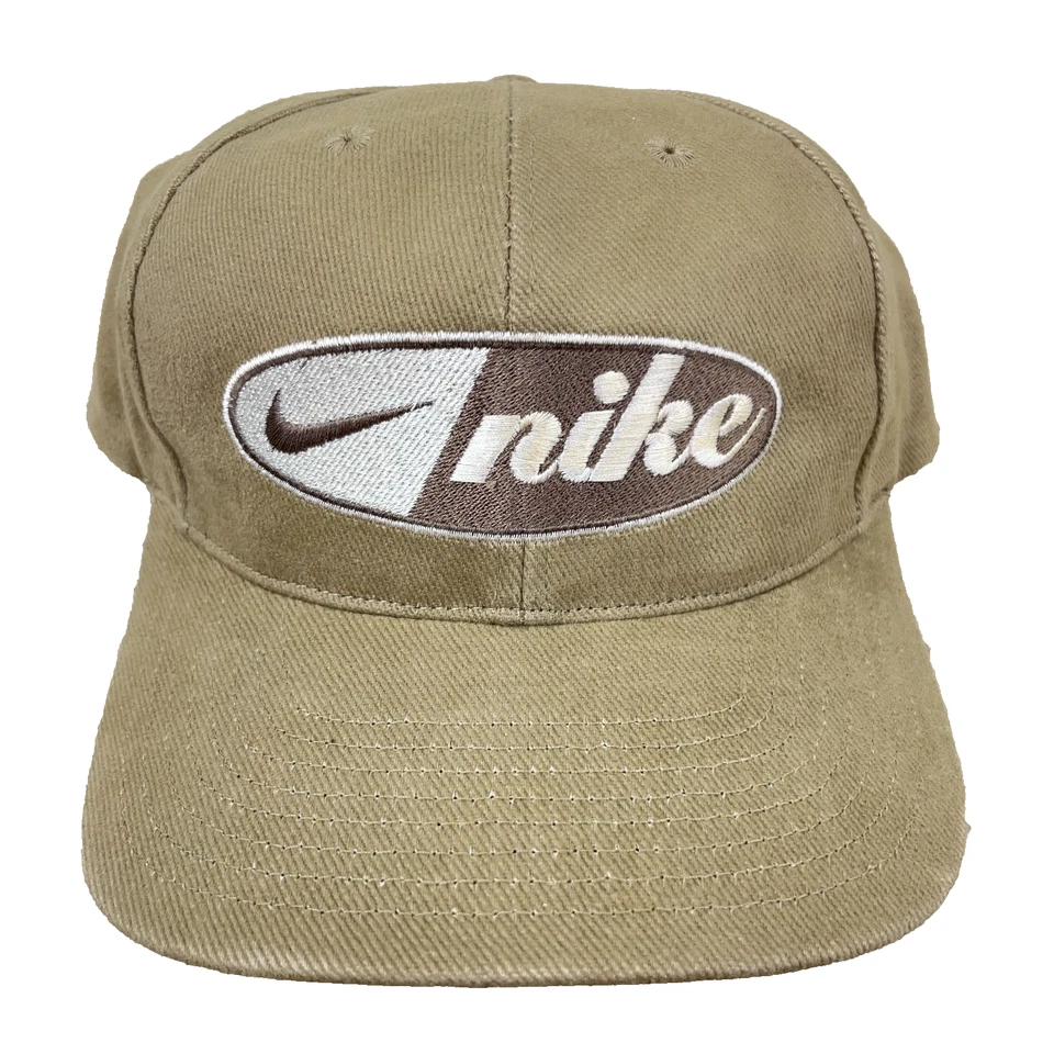 Винтажные Nike шляпа крышка бейсболки коричневый желтовато-коричневый свуш с надписью 90-х Тайвань редкая хаки - Изображение 1 из 4