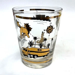 Vintage 1950s Beverly Hills Moving Company 12-Ounce Cocktail Glass Black & Gold - Picture 1 of 5