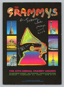 RARE! PETER MAX Original DRAWING SKETCH with SIGNED AUTOGRAPH on GRAMMY Flyer - Picture 1 of 3