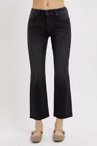 RISEN Tummy Control Mid Rise Crop Straight Jeans - Picture 1 of 17