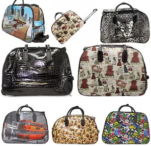 Borsa trolley unisex donna bagaglio a mano stampata floreale weekend su ruote - Foto 1 di 51