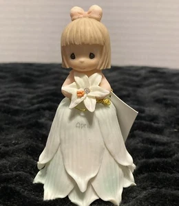 Vintage Enseco Precious Moments April Little Girl Bell Figur Neu im Karton - Bild 1 von 9