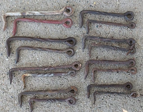 Lot of 16 Antique Vintage Twist Barn Door Gate Hooks Cover