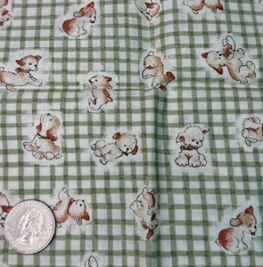 Vintage Mabel Lucie Attwell Cotton Fabric Woodrow Studio 2001 Puppies Puppy FQ - Picture 1 of 2