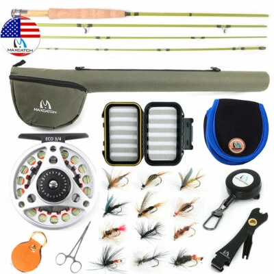 Maxcatch 1/2/3WT Fly Fishing Rod Combo, Rod, Reel, Line Outfit For Small Stream - Image 1 of 4