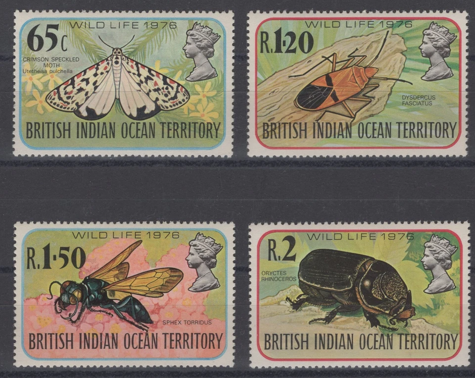BIOT 1976. Insectos. Scott # 86-89. MNH, VF Foto 1 de 1