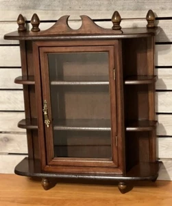 Vintage Wood 3 Tier Small Standalone or Wall Mount 17" Curio Display Cabinet - Picture 1 of 19