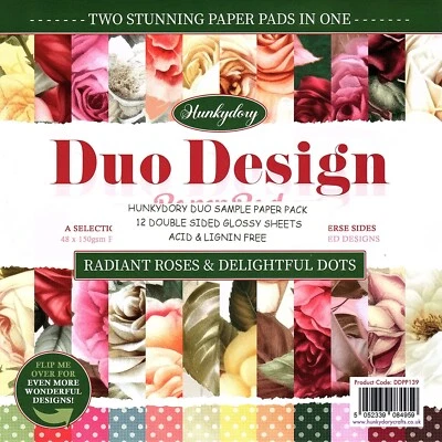 RADIANT ROSES & DELIGHTFUL DOTS HUNKYDORY Duo Design 8x8 Sample Papers - Image 1 of 4
