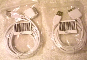 2 Unbranded Apple 3rd Gen USB - 30 Pin 6' (1.82 Meters) White Connector Cables - Picture 1 of 4