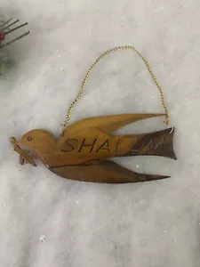 Shalom Intagliato Legno di Oliva Colomba della Pace Ramo di Oliva Ornamento Vintage - Foto 1 di 3