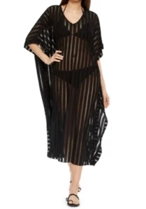 Maxi encubrimiento caftán a rayas para mujer Calvin Klein, negro, talla única, nuevo - Imagen 1 de 6