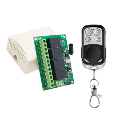 12V 24V 4 Kanal Garagentor Funkschalter Relais Empfänger + 433Mhz Fernbedienung - Bild 1 von 4