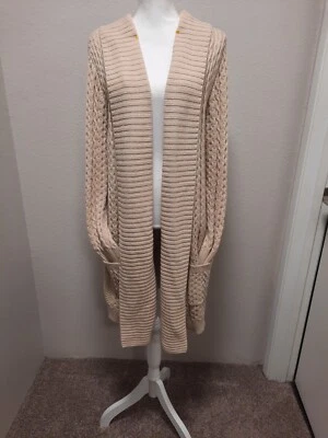 Leo & Nicole свитер пальто женщин размер L бежевый с карманами - Изображение 1 из 4