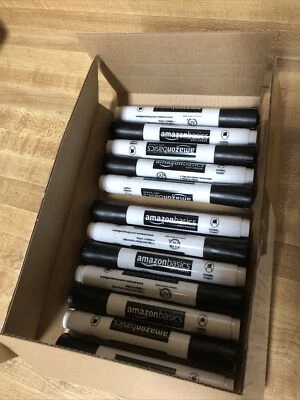 12 Pack Pack Amazon Basics Low-Odor Chisel Tip Dry Erase Markers Black New