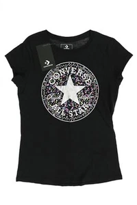 Camiseta Converse 242413 Niños Niñas Cuello Redondo Manga Corta Negra Talla Grande - Imagen 1 de 2