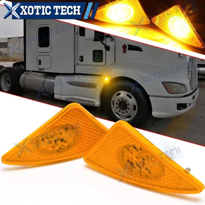 LED Front Cab Flare Side Marker Turn Signal Lights For Kenworth T660 T170 T270 - Image 1 of 4