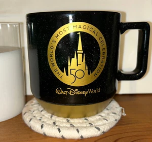 Disney Parks 50th Anniversary Black Gold Coffee Mug Ceramic Cup Starbucks New - Picture 1 of 4