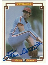 Autographed Steve Carlton Philadelphia Phillies 1984  DONRUSS Champion Card #38