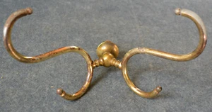 ANTIQUE VICTORIAN BRASS ON IRON LARGE DOUBLE HALL TREE COAT & HAT HOOK (3c) - Picture 1 of 6