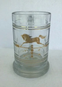 1 Culver Clear Glass Mug Stein Weather Vane Horse Gold Graphics Barware - Picture 1 of 3