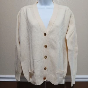PRINGLE of SCOTLAND Vintage Lambswool Ivory Cardigan Pullover Gr. 42 Grannycore  - Bild 1 von 8