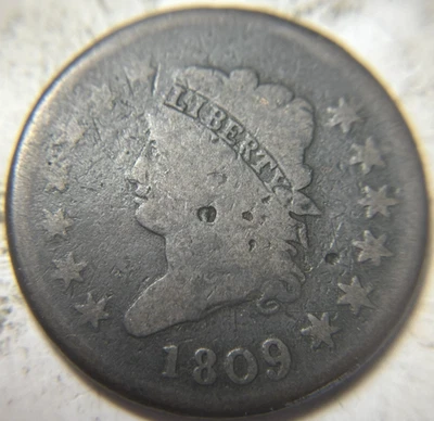1809 1c Classic Head Large Cent. Attractive Circulated Details, Damage - Image 1 of 2