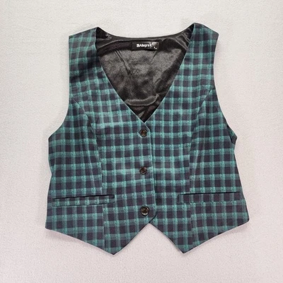 Chaleco Allegra K Pequeño Verde Escocés Tartán S Vacaciones Preppy Clásico Foto 1 de 4