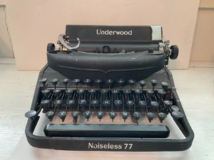NON WORKING 1937 UNDERWOOD Noiseless 77 gloss black portable typewriter No Case - Picture 1 of 9