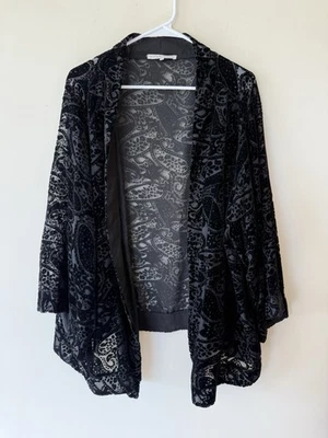 Blusa Violeta + Claire Negra Terciopelo Transparente Burnout 2XL Caprichoso Hada Boho Foto 1 de 4