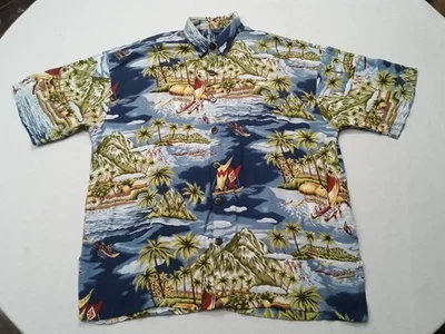 Camisa Aloha Hawaiana Para Hombre MANGO MOON Rayón Playa Estampado Floral Talla XL   Foto 1 de 4