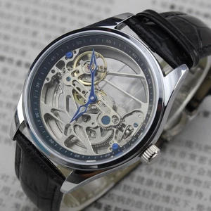 orologio meccanico automatico seiko uomo lusso movimento ponte scheletro pelle - Foto 1 di 10