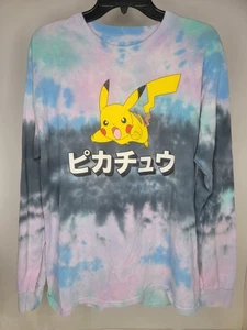 2019 Pokemon Pikachu Japanese Character T-Shirt Medium Tie Dye Long Sleeves - Picture 1 of 6