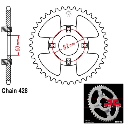 JT Sprockets Steel Rear Sprocket 428 Pitch 50 Tooth Honda CT110 (1980-1986) - Image 1 of 2