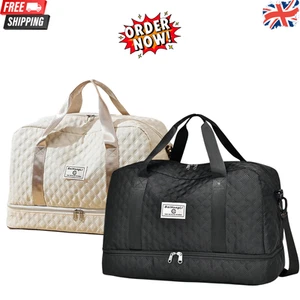 2x Travel Luggage Bags Black & Beige | Large Capacity Lightweight Handbags - Picture 1 of 3