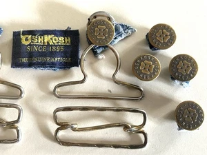 Vintage Authentic Oshkosh Bib Overall Hardware Set Druckknöpfe Knöpfe Schnallen Label - Bild 1 von 4